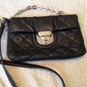 Calvin klein black quilted leather crossbody bag